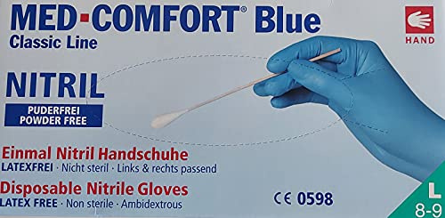 Nitrilhandschuhe EN420, EN374, EN455 Gr. L Nitril, puderfrei rechts u.links passend