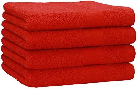Betz 4 Stück Handtücher Premium 100% Baumwolle 4 Handtücher Farbe rot