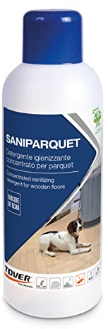 Tover, Saniparquet, Detergente Igienizzante per Parquet Oliati e Verniciati, Pavimenti in Laminato, LVT e SPC. Efficace contro sporco e batteri, Profumato, Formato da 1L