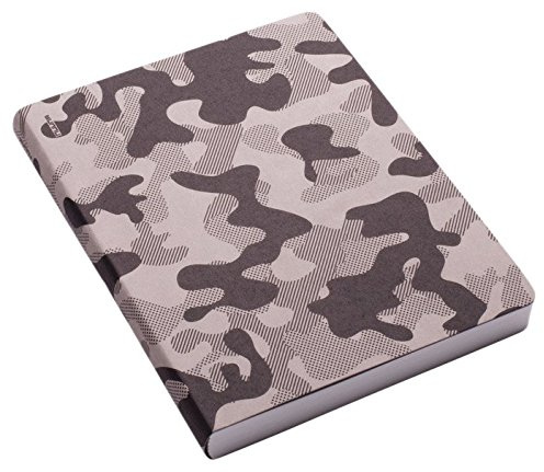 nuuna Design Notizbuch Graphic L - Camouflage - Jeans Label Material, Softcover, Punktraster, DIN A5, schwarz
