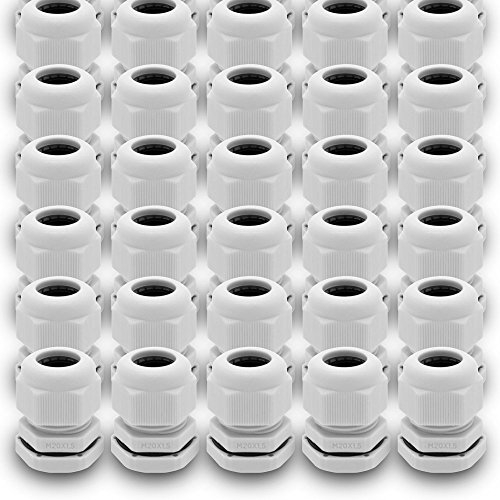 ARLI Kabelverschraubungen M20 x 1,5 mm IP68 20 x M 20 9-11 mm grau Kabel Verschraubung metrisch Gegenmutter wasserdicht Kunststoff - 20 Stück