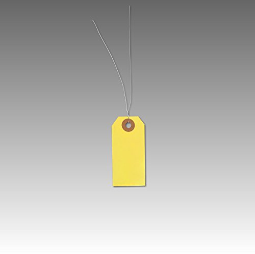 Warenanhänger aus Karton mit Draht | weiß oder farbig | Format: 38 x 80mm | Stückwarenanhänger, Hängeetiketten, Anhängeetiketten | gelb