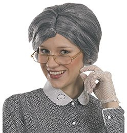 Alte Dame Perücke grau Mittelscheitel Oma Accessoire Karneval Halloween