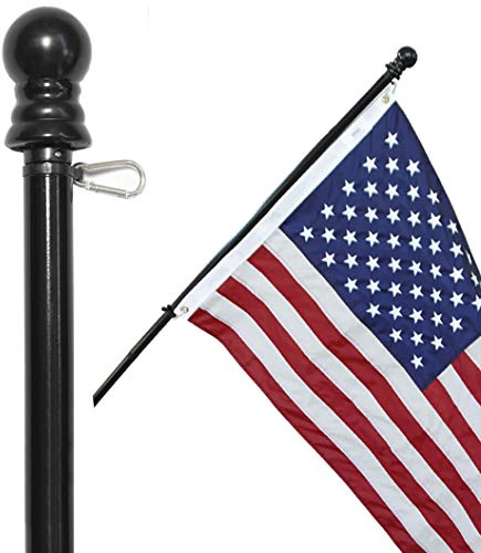 American Signature Fahnenmast für Haus, robuster Aluminium-Fahnenmast mit Metallbefestigungsringen, 1,8 m, für den Außenbereich, Wandhalterung, Fahnenmast für Wohngewerbe, Schwarz, 1,8 m