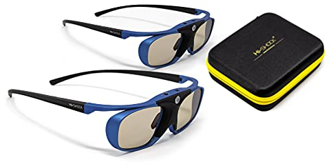 2X Hi-Shock® RF/BT Pro Deep Heaven & Dualcase | Aktive 3D Brille für 3D TVs von Samsung, Hisense, Telefunken | komp zu SSG-3570 CR / AN3DG35 / TY-ER3D5ME / FPT-AG03G [120 Hz | wiederaufladbar]
