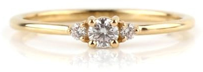 Elegant jewel box Women 3 Diamond ring in solid Gold 9k, 14k & 18k, Dainty tiny solitaire ring, genuine stone