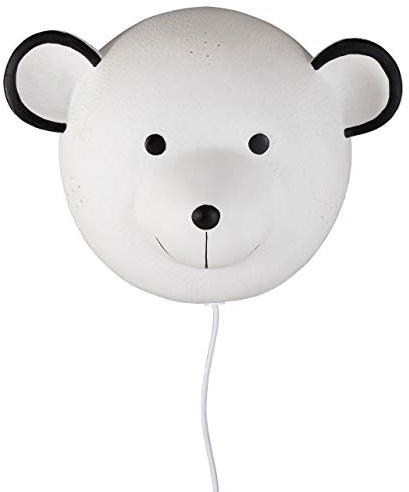 Kids Bear Night Light, White Ceramic, Wall Mounted