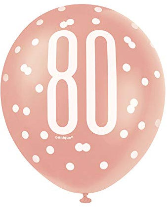Stunning 80th Rose Gold Latex Balloons (30cm) - Perfect for Birthday, Annivesaries & Memorable Celebrations - 6ct