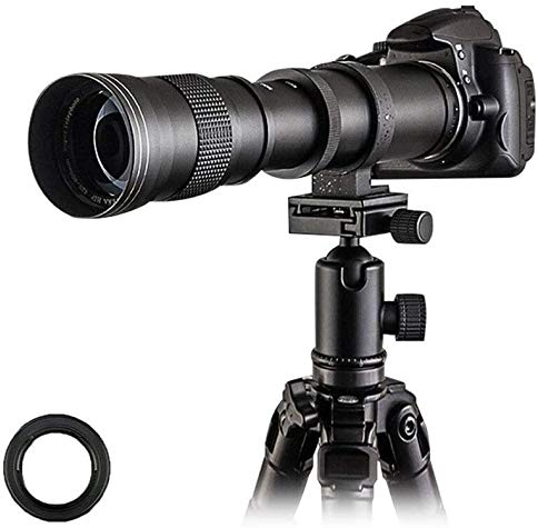 Venidice Teleobiettivo zoom 420-800 mm F8.3, messa a fuoco manuale con attacco a T per Canon EOS T3 T3i T4i T5 T5i T6 T6i T6s T7 T7i SL1 SL2 6D 7D 7D 60D 70D 77D 80D 5D II/III/IV DSLR
