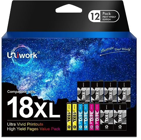 Uniwork 18 XL 18XL Druckerpatronen als Ersatz für Epson 18 18 XL 18XL für Epson Expression Home XP-322 XP-215 XP-205 XP-225 XP-305 XP-325 XP-422 XP-405 XP-415 XP-425 XP-315 XP-312 XP-425 XP-412