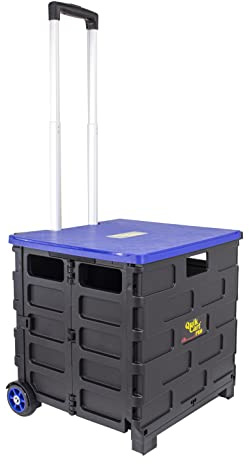 dbest products Quik Cart Pro Rollkiste mit Rollen, für Lehrer, mit Sitz, strapazierfähig, zusammenklappbar, mit Griff, Blau