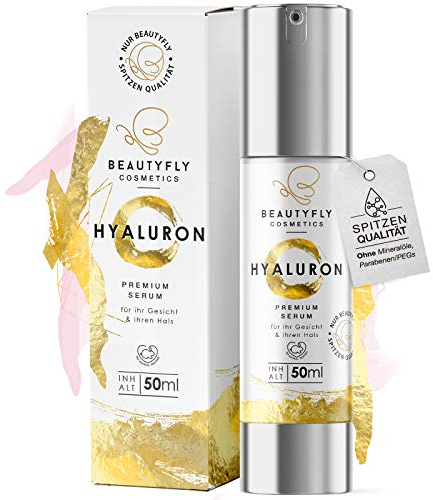 Hyaluron Serum I 50ml Natürliche Hyaluronsäure Anti-Aging Creme I Dermaroller geeignet I Naturkosmetik Made in Germany I Original BeautyFly