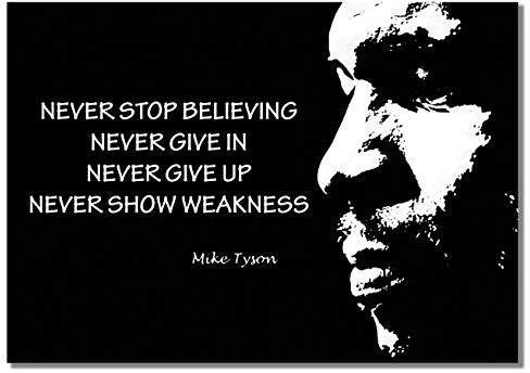 Mike Tyson Portrait A3 ungerahmt schwarz-weiß Zitat Poster Boxer Sport Foto Believe Motivation Bild