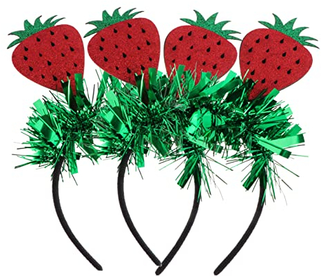 Amosfun 2Pcs Hawaiian Party Kopf Boppers Erdbeere Obst Stirnband Glitter Sommer Luau Haar Hoop Neuheit Haar Zubehör für Kinder Strand Parteien
