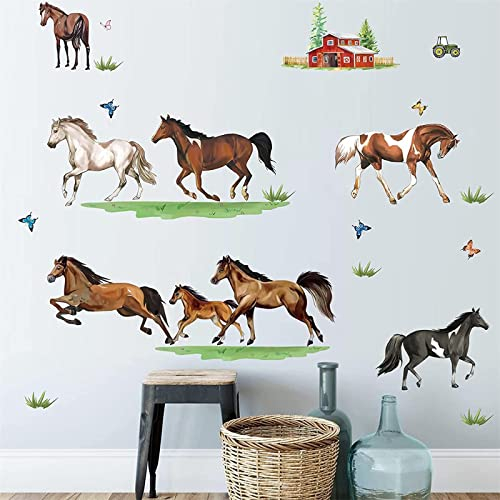 decalmile Wandtattoo Pferde (Groß) Wandsticker Wildpferd Bauernhoftiere Wandaufkleber Kinderzimmer Wohnzimmer Schlafzimmer Wanddeko