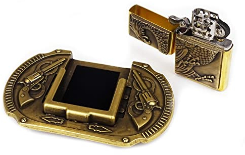 Westernwear-Shop Fire It Up - Western & Vintage Style Gürtelschnalle mit Feuerzeug - Gürtelschließe Belt Buckle Westerngürtelschnalle, Silber, Einheitsgröße