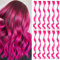 LUCKSWET Colored Hair Extensions Clip In, 22 Inch Hot Pink, Curly Wavy, Heat-resistant Synthetic, 12 PCS