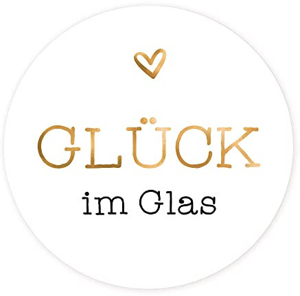 Glück im Glas Aufkleber im 24er Set, 8 verschiedene Farben (Gold-Weiß, Matt)