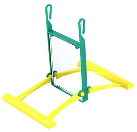 Ruilogod Kunststoff Budgie Canary Sittich Toy 2 Seiten Cage Hängen Haustier-Vogel-Schwingen-Spiegel, Multiple Colors