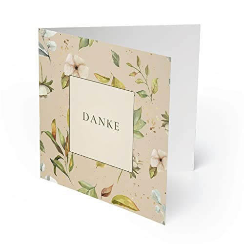 (10 x) Goldene Hochzeit Danksagungskarten Goldhochzeit 50 Jahre Dankeskarte - Blumen