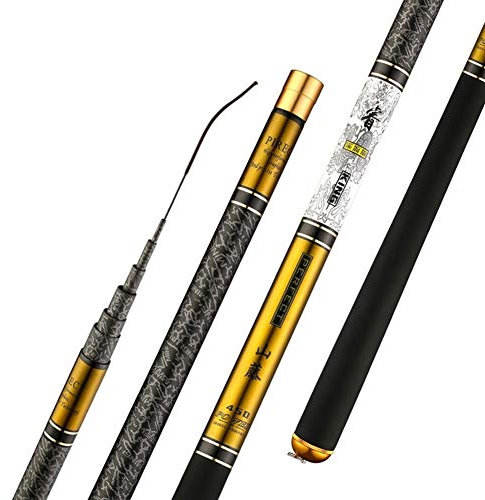 Karpfenrute Teleskop Angelrute Carbon-Faser-3.6m-10m Ultra Light schwer Reise Karpfenangeln (Color : Yellow, Size : 9m)