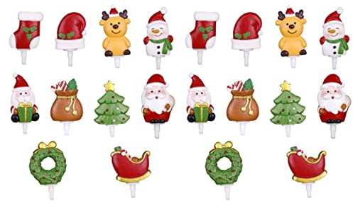 Artibetter 2Pcs Weihnachtskuchen Topper Weihnachtsbaum Santa Geschenkbox Elchkuchen Topper Weihnachtsharz Sticks Alles zum Geburtstag Cupcake Topper Dessert Essen Picks für Die Feier