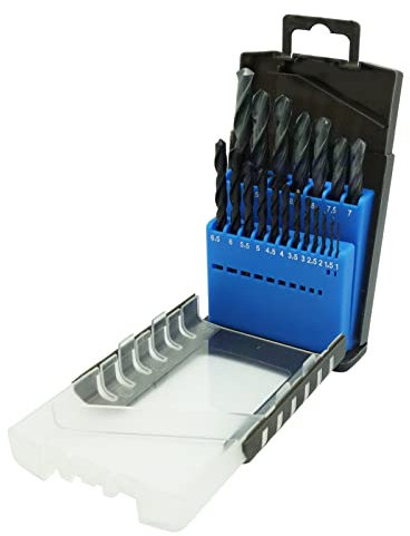 NORTOOLS HSS drill bit with round shank and plastic tool display storage box 19 pcs 1.0-10.0 x 0.5mm