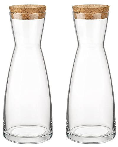 Bormioli Rocco Ypsilon Glass Carafes with Cork Stoppers 1.0L (Set of 2)
