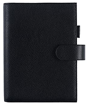 Moterm Leder Cover für Stalogy B6 - mit Rückentasche, Stiftschleife und Kartensteckplätze (Kiesel-Schwarz)