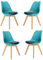 Mingone Esszimmerstühle 4er Set Polsterstühle Modern Esszimmer Massivholzbeine Küchenstuhl Kunststoff Stühle (Blau)