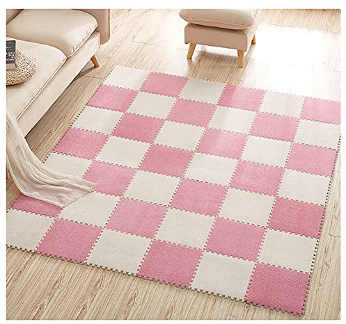 10 Tessere Tappetino In Schiuma Puzzle Peluche, Tappeto Quadrato Ad Incastro Piastrelle Tappetino Da Gioco, Piastrelle Per Pavimenti Puzzle, Tappeti Per Arrampicata, 12x12 (Color:Rosa+beige)