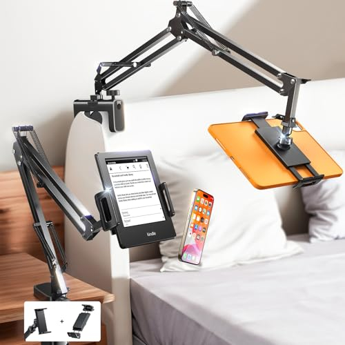 LISEN Soporte Tablet Cama, 360 ° Giratorio, Soporte para Kindle Aluminio para Soporte Movil Cama Soporte Flexible para Movil Y Tablet para iPad 2021 Pro Air Mini Samsung Huawei MediaPad iPhone