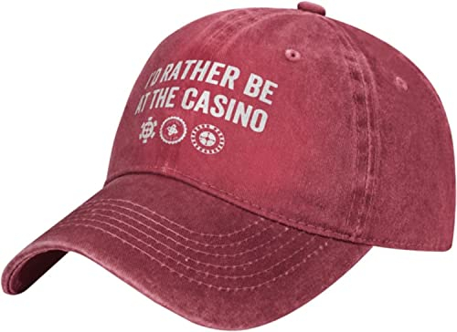 Lsjuee I'd Rather Be at The Casino Baseball Cap Outdoor Freizeit Verstellbarer Cowboyhut Unisex Schwarz
