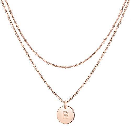 TINGN Trauzeugin Geschenk für Frauen - Brautjungfer Geschenk Frauen Trauzeugin Geschenke für Frauen Geburtstagsgeschenke für Frauen Geschenke Buchstaben B Kette Damen Rosegold Halskette Damen Schmuck