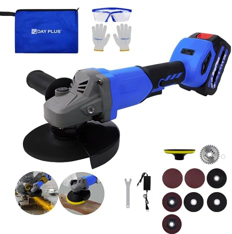 Kit Smerigliatrice Angolare Portatile Senza Cavo - Motore Senza Spazzole, 10000giri/min, con Mole per Lucidare, Mole da Taglio; Smerigliatrice Leggera (Smerigliatrice Angolare senza fili (1 batteria))