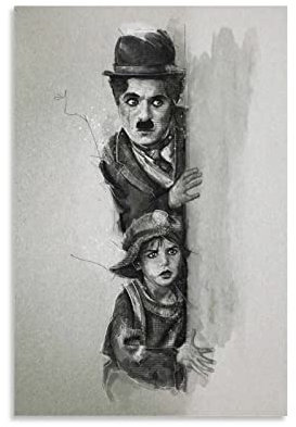 Enartly Leinwand Bilder Poster d'arte Charlie Chaplin 60x90cm Senza Cornice