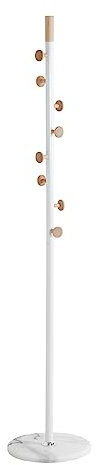 HAKU Möbel Porte Manteau Nature, Blanc, marbre, Bois Massif, métal - Dim.: H 178 cm x Ø 35 cm, Style: Modern
