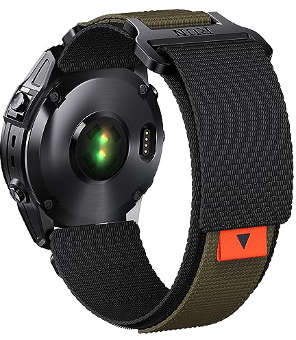 Für Garmin Fenix 6 Pro/6/7/5/7 Pro/5 Plus Armband, 22mm Ersatzarmband für Forerunner 935/945, Approach S60/S70-47mm, Descent G1, Instinct/Instinct2, Epix 2/Epix Pro 47mm(Armeegrün/Schwarz)