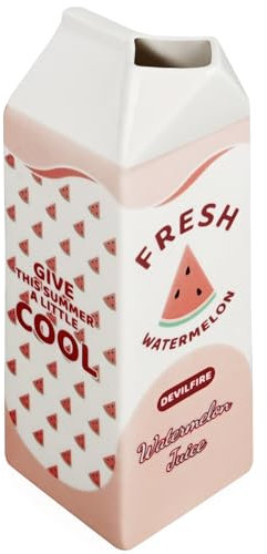 Einzigartig gestaltete Vintage-inspirierte dekorative Keramikvase, einzigartige Tisch-Blumenvasen für Zuhause/flippige Heimdekor/Garten/Büro, Wassermelone.