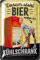 LANOLU Retro Blechschild Bier DARUM STEHT BIER UNTEN lustige Schilder Bar Dekoration für Partykeller, Kneipen Bardeko für Stammtisch, Geschenkidee Vatertag 20x30cm