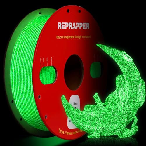 RepRapper Glühen in der dunklen Pla ,Luminöser 3D-Drucker-Filament 1,75 mm dimensionale Genauigkeit +/- 0,02 mm ,1kg Spool Glitter-Filament-PLA für FDM 3D-Drucker,luminöses Grün