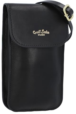 Gusti Umhängetasche Leder- Uli Damen Ledertasche Schultertasche Handy Vintage Schwarz Leder