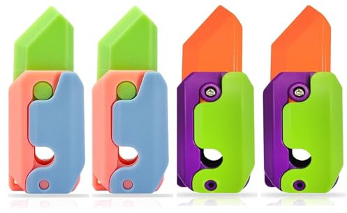 4PCS Plastic Knife Toy, 3D Printing Fidget Knife Toy for Adults - Funny Plastic EDC Carrot Knife Toy - Sensory Toys Anxiety Stress Relief Toy - Stocking Stuffers Gift