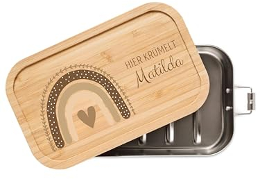 wunderwunsch® - Personalisierte Brotdose für Kinder - Robuste und Individuelle Edelstahl Brotdose mit Namen - Personalisierte Geschenke für Kinder (Kleine Lunchbox 700 ml)