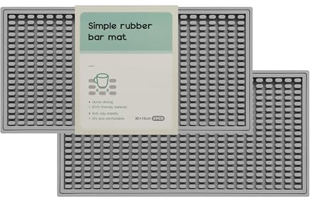 Lot de 2 tapis de bar, tapis de séchage pour bar domestique, tapis de bar à cocktail gris 15 x 27 cm, convient pour bar, camping en plein air, tapis de bar à domicile