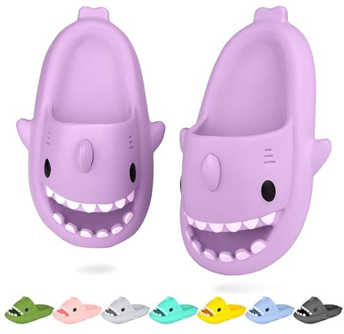 WUYISTAR Pantofole da squalo per bambini Ragazzi Ragazze Pantofole Squalo Antiscivolo Sandali da doccia per la spiaggia Scarpe da doccia per piscina con infradito Viola