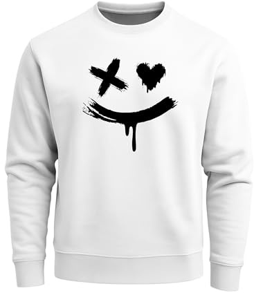 Neverless® Sweatshirt Herren mit Aufdruck Motiv Smile Print Rundhals-Pullover Fashion Streetwear