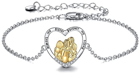YDN-1 Schwester Armband 925 Sterling Silber Freundschaft Armband für 3 Damen Schmuck Geschenke für Schwester Freundinnen Geburtstagsgeschenk Weihnachtsgeschenke