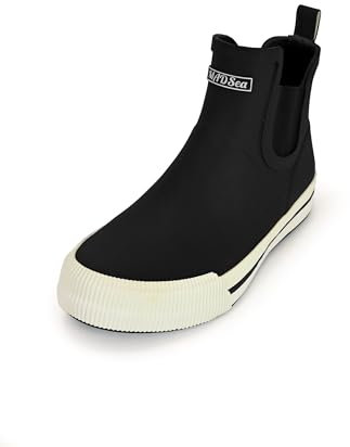 MADSea Stivali in gomma unisex Short Story | Stivali da pioggia in gomma da giardino impermeabili | gambo corto alla caviglia, nero/bianco, 39 EU