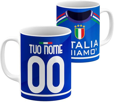 StudioPixelStore Tazza Personalizzata – Idea Regali Personalizzati – Mug Personalizzabile Nazionale di Calcio Italiana – Tazze in Ceramica per la Colazione – (Tifosi Italia)